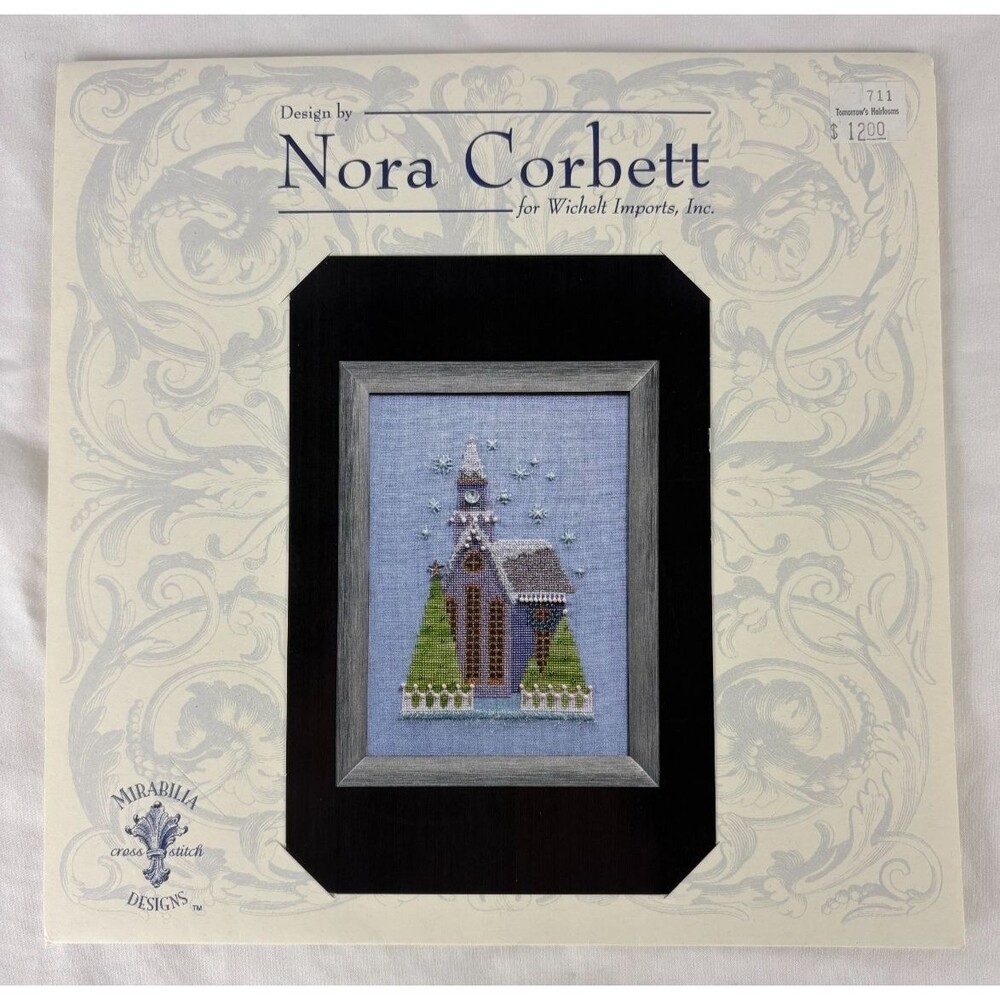 Nora Corbett NC161 Little Snowy Lavender Church Cross Stitch Pattern Mirabilia